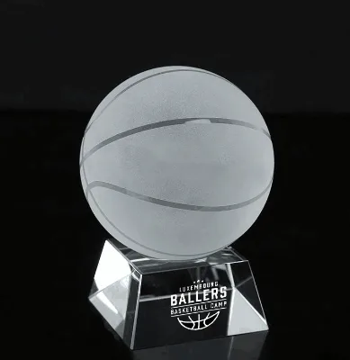 Wholesale High Quality Crystal Ball Basketball Football Trophy Award Custom Glass Football Trophies and Medal for Sport Events
