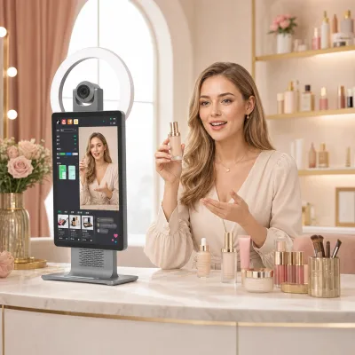 OEM All in One Live Streaming Machine with Ring Light Camera Touch Screen for Beauty Makeup Product Selling