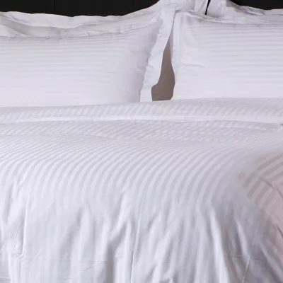 100% Organic Cotton Sheet Sets Hotel Luxury Bedroom Stripe Jacquard Bedsheets