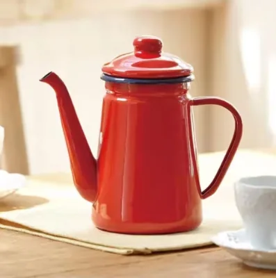 Custom Design Whistle Kettle Enameled Steel Red Carbon Steel Teapot and Enamel Kettle