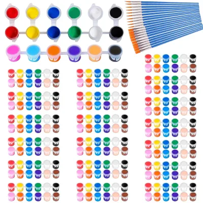 Popular 12-Color Mini Acrylic Paint Set with 20 Brushes for Beginners for Children Adults for Painting Canvas Glass 3ml Capacity