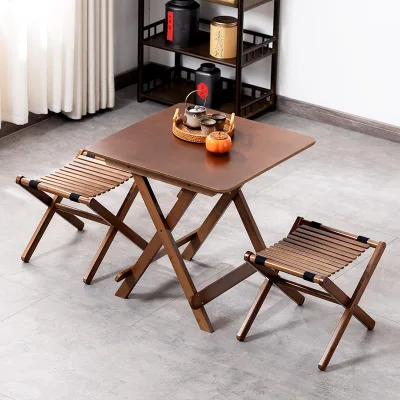 Outdoor Portable Bamboo Folding Table Contemporary Small Square Foldable Dining Table