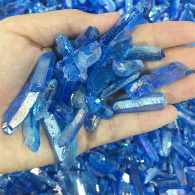 Nature High Quality Blue Aura Quartz Crystal Healing Stones Crystal Points for Pendants