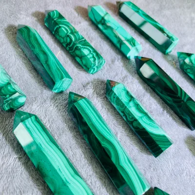Wholesale Healing Gemstone Crystal Tower High Quality Malachite Tower Point for Healing