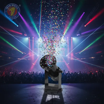 Professional Electric 1200W Aluminum Rotating Confetti Launcher DMX512 Remote Control Stage Blower for Wedding Party Events