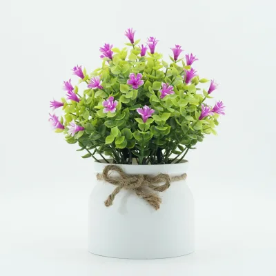Plastic Flower Ornament Artificial Flower Hemp Rope Pot Small Bonsai Living Room Tabletop Decoration VP-MY064