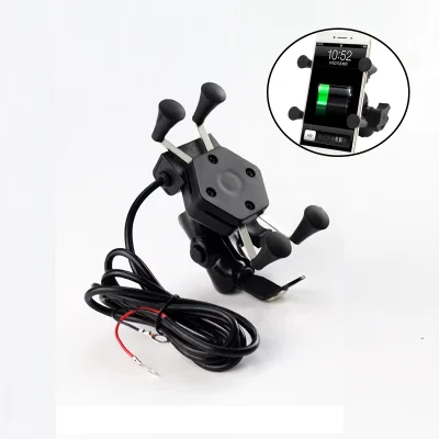 Universal Motorcycle Phone Mount | Quick Charging USB 2.1A Holder for Scooter & Bike