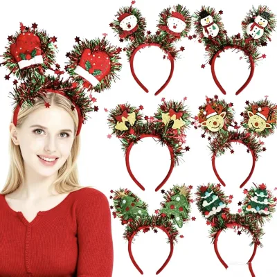 Cartoon Hairbands Bright Christmas Headbands Christmas Tree Headbands Cartoon Party Headbands for Gift Festival Christmas Party