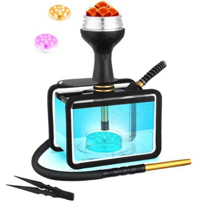 Portable Acrylic Arabic Hookah Set with LED Mirror and Eco-Friendly Box Packaging