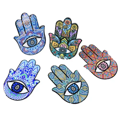 Ceramic Blue Devil Eye Hamsa Hand Fatima Palm Lucky Decoration Home Craft Wall Hanging Decor