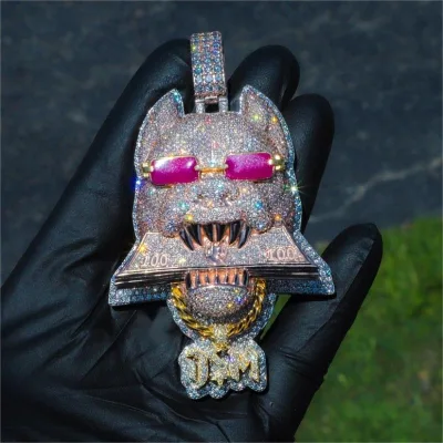 New Arrival S925 9K 10K 14K 18K Gold Pendant Custom Luxury Hip Pop Charm VVS D Color Moissannite Diamond Glasses Cartoon Pendant