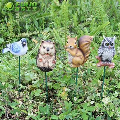 Decoration Resin Animal Bird Hedgehog Owl Squirrel Garden Stake