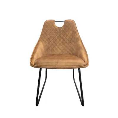 Soft striped quilted fabric chair, light-colored backrest minimalist and luxurious dining chair