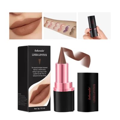 Lakerain Mineral Matte Lipstick & Lip Liner Waterproof 6 Colors Pointed Tip Dual Use Smooth Anti-Smudge Makeup Wholesale