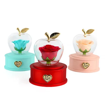 New Eternal Flower Drawer-style Jewelry Box - A jewelry box with eternal flowers, a birthday gift, an apple-shaped gift box