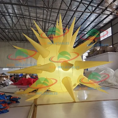 Inflatable Sea Urchin LED Lighting Curved Cone Sphere Ball Spikes Model Tusks Outdoor Decorative Use Includes Air Blower