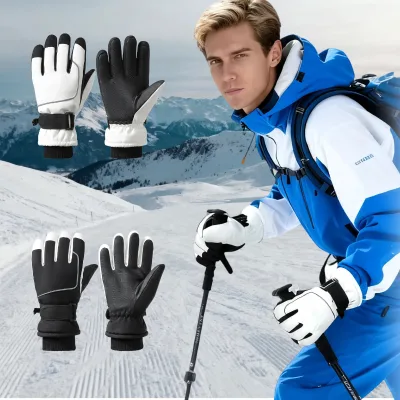 2026 Men Windproof Insulated Winter Climbing Snowboarding Skiing Cycling Plush Lining Warm Gloves