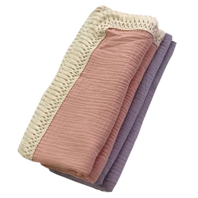 Cute 100% Organic Muslin Cotton Swaddling Blanket New Born Baby Infant Wrap Blanket with Tassel Bedding for Kids