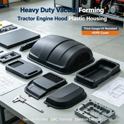 Heavy Duty Vacuum Forming Large Plastic Housing for Tractor Engine Hood Custom Thick Gauge Thermoforming HDPE Exterior Cover