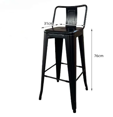Wholesale Restaurant Industrial Modern Metal Back High Modern Bistro Bar Chairs French Metal Leg Bar Stool Chairs