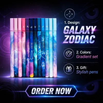 Wholesale Promotional Custom Student Stationery School Writing Constellation Gel Novelty Starry Black Ink Ballpoint Pen Gift Set