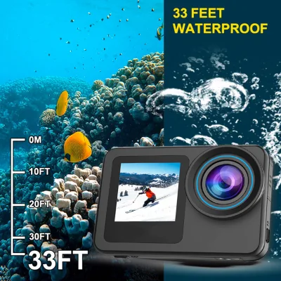 Action Camera 4K 60FPS Waterproof with Touch Screen 33FT EIS CMOS Sensor 12MP WiFi Sports Camera