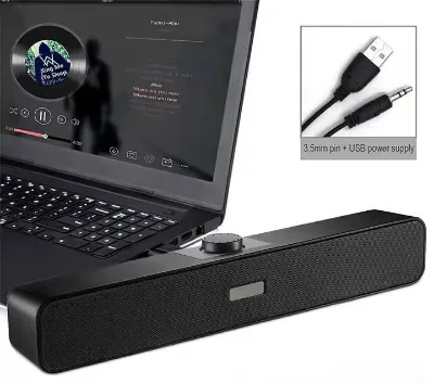 USB Powered 2.0 Wired Computer Gaming Speakers 3.5mm AUX Input Soundbar Diaphragm Compatible Windows PC Desktop Mobile Phone