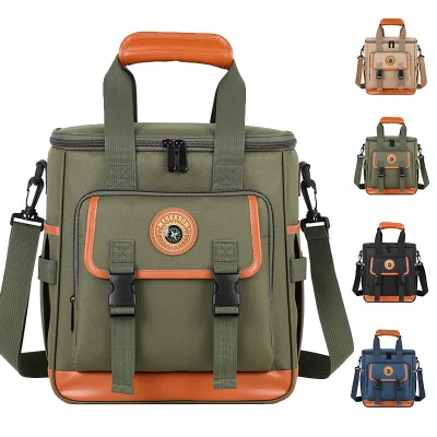 Large Capacity Waterproof Insulated Cooler Bag Outdoor Camping Picnic Lunch Tote Bag With Compass Crossbody Shoulder