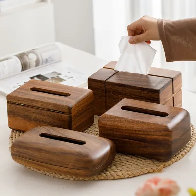 Custom Solid Wood Multi-Purpose New Chinese Style Creative Tissue Box for Household Hotel Dining Table Desktop Living Room