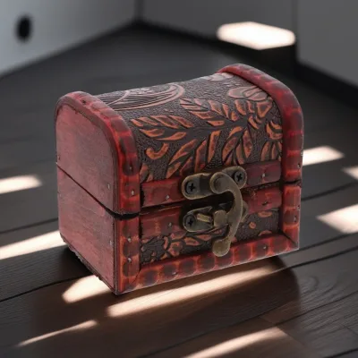 Solid Wood Jewelry Box with Mirror Handcrafted for Necklaces & Earrings Features Elegant Painted Technique Comes Gift Packaging