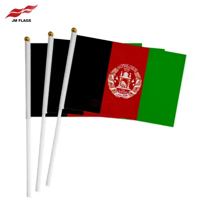 Wholesale Afghanistan Hand Held Flags Hand Flag Stock Decoration Polyester Afghanistan Stick Flags