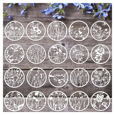 Round Style Wildflower Stencils Painting Template DIY Diaries and Notebooks Flower Drawing Stencils
