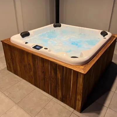 Outdoor Jacuzziss Garden Bath 4-Person Wooden Bathtub Outdoor Spa Hot Tub Hot Tube Outdoor Sap square Spa Tub Swim Pool ASAP