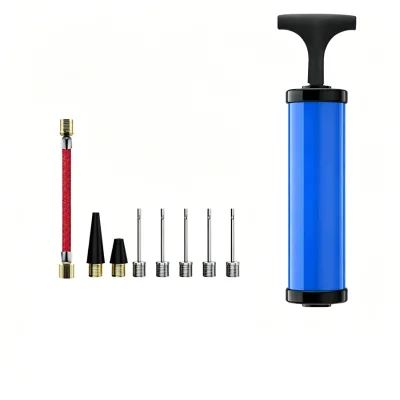 ActEarlier Blue Red Hand-Held Portable Mini Inflatable Pump for Basketball Football Yoga Ball with Multiple Nozzles