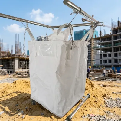 1200 kg Cross-Corner Sling with Iris Valve Discharge Spout FIBC Jumbo Bag for Lithium Raw Materials Controlled Dust-Free
