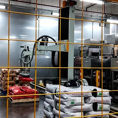 Fully Automatic Dust Free Depalletizing and Bag Breaking Robot for Wheat Bran, Specially Designed for the Feed Industry
