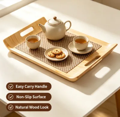 Bamboo Tray, Multipurpose Serving Platter and Organizer, Tray for Coffee Table, Kitchen Counter, Desk, and Vanity Organization