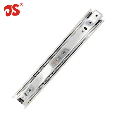 RMS Iron Material Bedroom Bathroom Hotel Kitchen Ball Bearing Full Extension Channel 3 Fold 45mm Drawer Slides for Hospitals