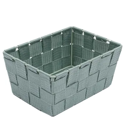 No-Woven Rattan Storage Basket with Nylon Strap-Foldable Multifunction Jewelry Storage for Kitchen Bathroom & Living Room