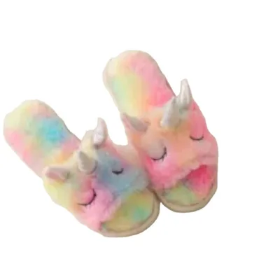 Pantuflas Kids Winter Plush slippers unicorn for Girls