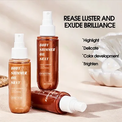 OEM Gold Shimmery Body Oil Spray Highlighting Illuminating Body Shimmer Mist