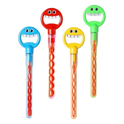 Wholesale Kids Outdoor Colorful Handheld Bubble Blower Toys 32 Hole Smiling Face Soap Bubble Wand Stick Summer Toy