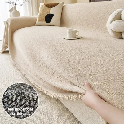 Modern Solid Color Waterproof Sofa Cover Full Cover Anti-Cat Scratch Non-Slip High-End Feel Suitable All Seasons
