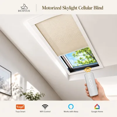 New Design Premium Fabric Automatic Smart Control Waterproof Easy to Clean Built in Skylight Honeycomb Blinds for Roof