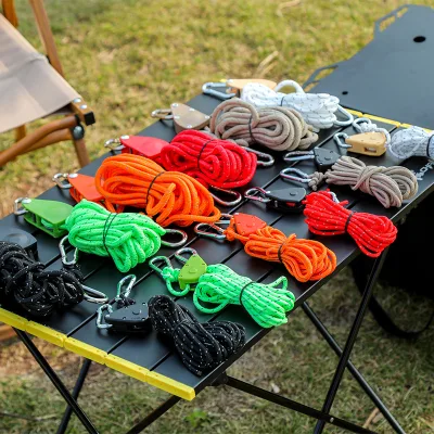 Outdoor Camping Tent Windproof Rope Pulley Adjustable Buckle Umbrella Rope 4MM High Reflective