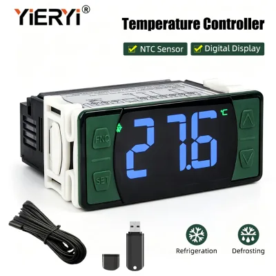Refrigerator Freezer Temperature Controller with Cooling, Heating, Defrost & Fan Control Functions