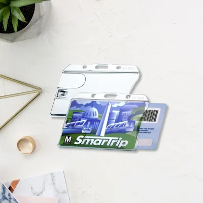 Transparent Horizontal Rigid ID Name Card Holder Crystal Badge Holder