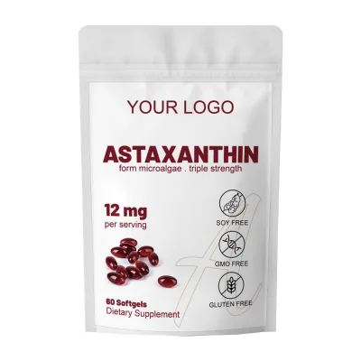 Wholesale Astaxanthin 12mg Triple Strength Microalgae Extract Non GMO Gluten Free Supports 5 Health Areas Bulk Supply