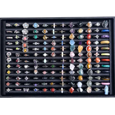Wholesale Handmade Mixed Healing Stones Natural Crystal Rings