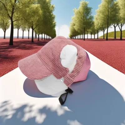 Custom Dog Sporty Style Baseball Cap with Exposed Ears Sunshade Corduroy Pet Hat with Printed Logo Common Fabric Feature